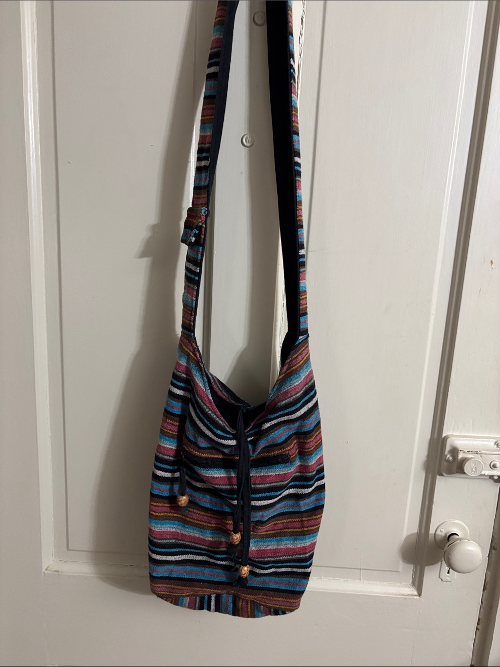 Striped Multicolor Crossbody Bucket Bag - Casual Everyday Shoulder Bag